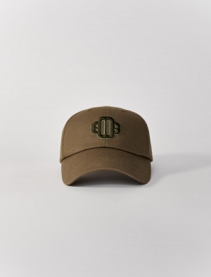 Maje Bavlněné Baseball Cap With Clover Logo Hnědožlutý | CZ_M78137