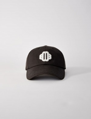 Maje Bavlněné Baseball Cap With Clover Logo Bílé Černé | CZ_M99268