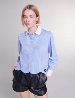 Maje Contrast Stripe Shirt Blankyt | CZ_M50560