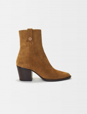 Maje Cowboy Boots In Camel Semišové Læder Camel | CZ_M43326