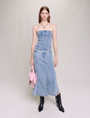 Maje Denim Bustier Blankyt | CZ_M58130