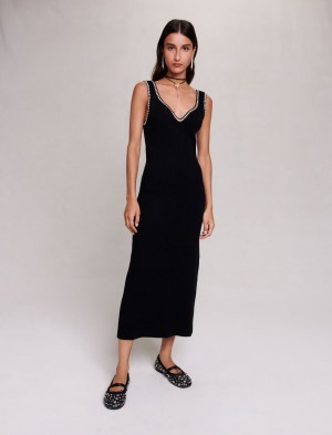 Maje Knit Maxi Černé | CZ_M95507