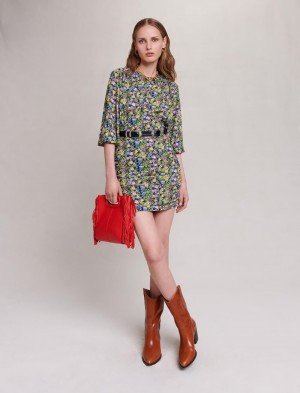 Maje Krátké With Floral Print Primroses Multico Print | CZ_M82420