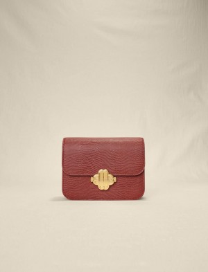 Maje Lizard-effect Embossed Læder Cognac | CZ_M96202