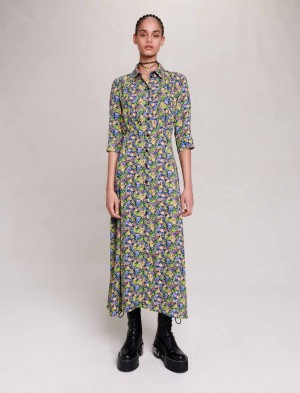 Maje Long Floral Primroses Multico Print | CZ_M60189