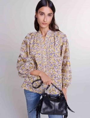 Maje Patterned Embroidered Blouse Béžový | CZ_M25587