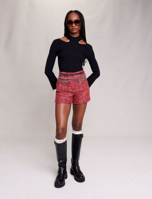 Maje Shorts In Tweed Červené | CZ_M21007