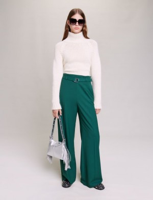 Maje Široké-leg Suit Trousers Zelene | CZ_M87520