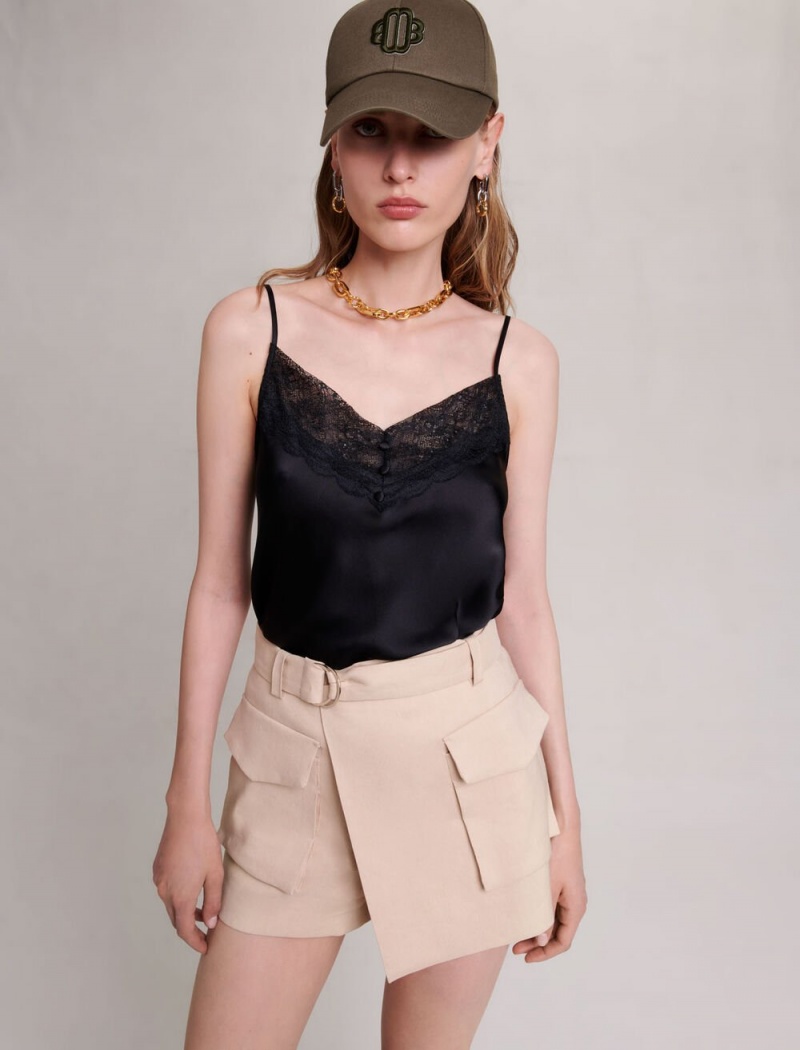 Maje Asymmetric Shorts Béžový | CZ_M60063