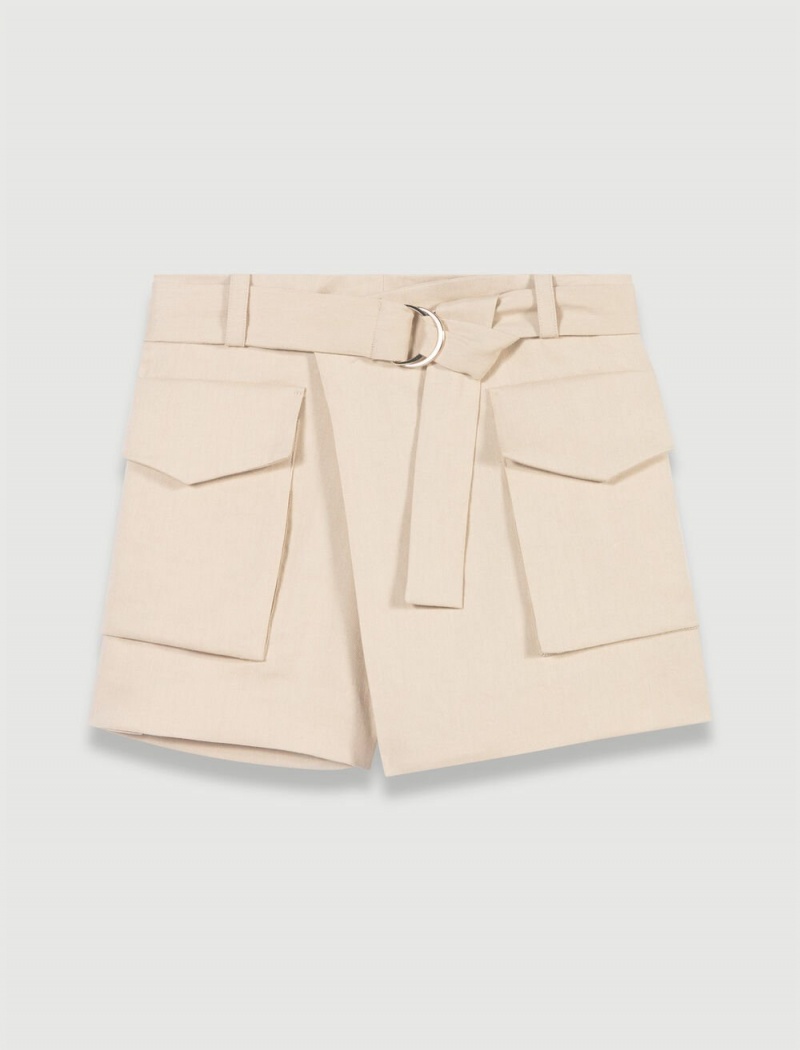 Maje Asymmetric Shorts Béžový | CZ_M60063