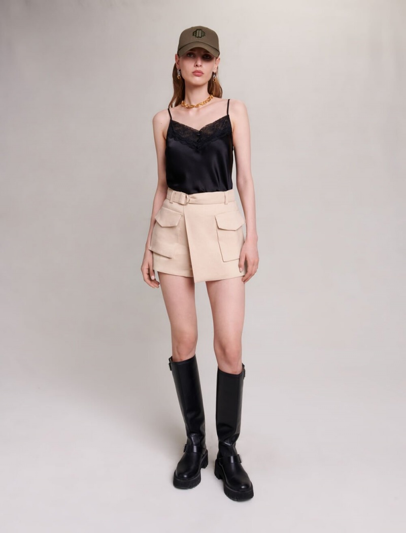 Maje Asymmetric Shorts Béžový | CZ_M60063