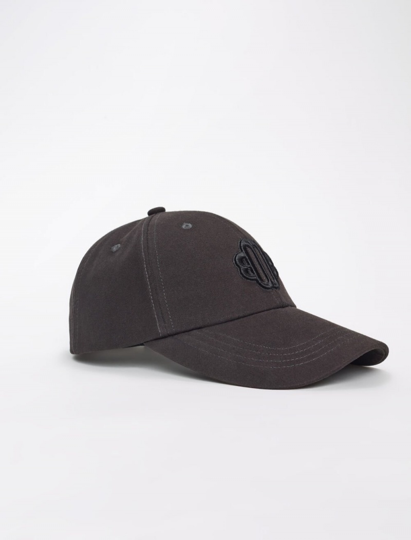 Maje Bavlněné Baseball Cap With Clover Logo Černé | CZ_P17119