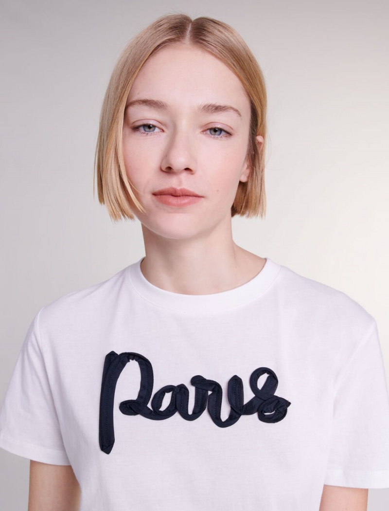 Maje Bavlněné T-shirt Bílé | CZ_M65014