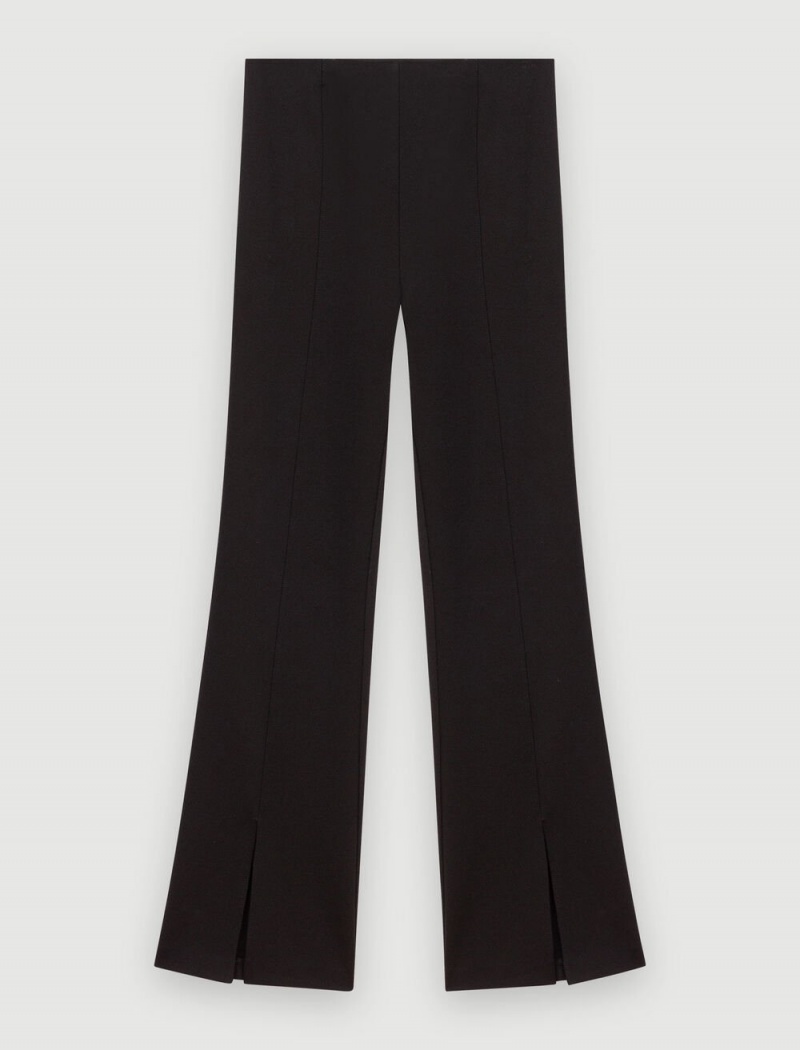 Maje Black Slim-fit Trousers With Slits Černé | CZ_M19717