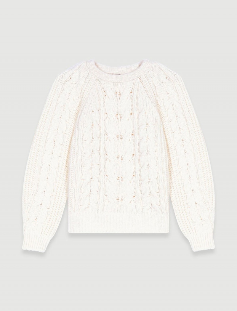 Maje Cable Knit Jumper Ecru | CZ_M37093