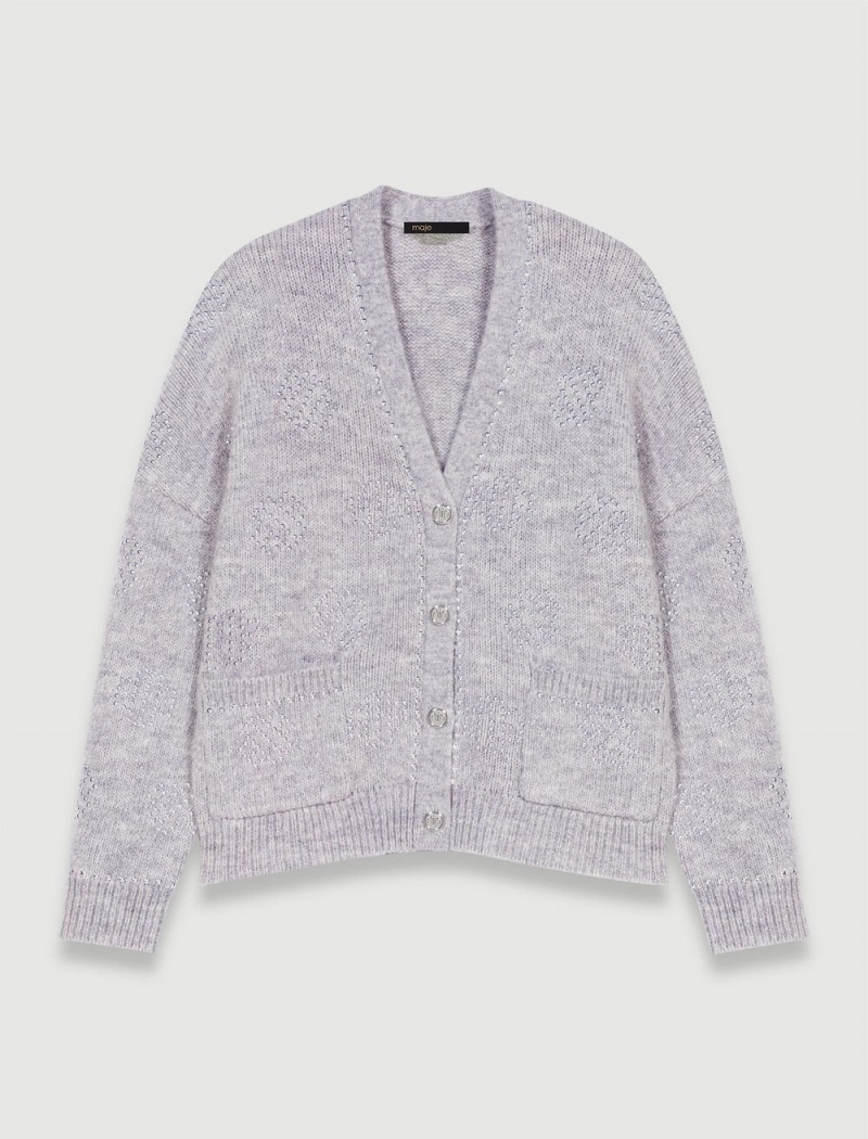 Maje Cardigan With Clover Studs Šedé | CZ_M40211