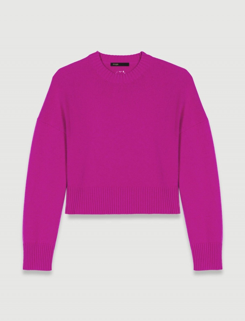 Maje Cashmere Jumper Fuchsie Růžové | CZ_M43645