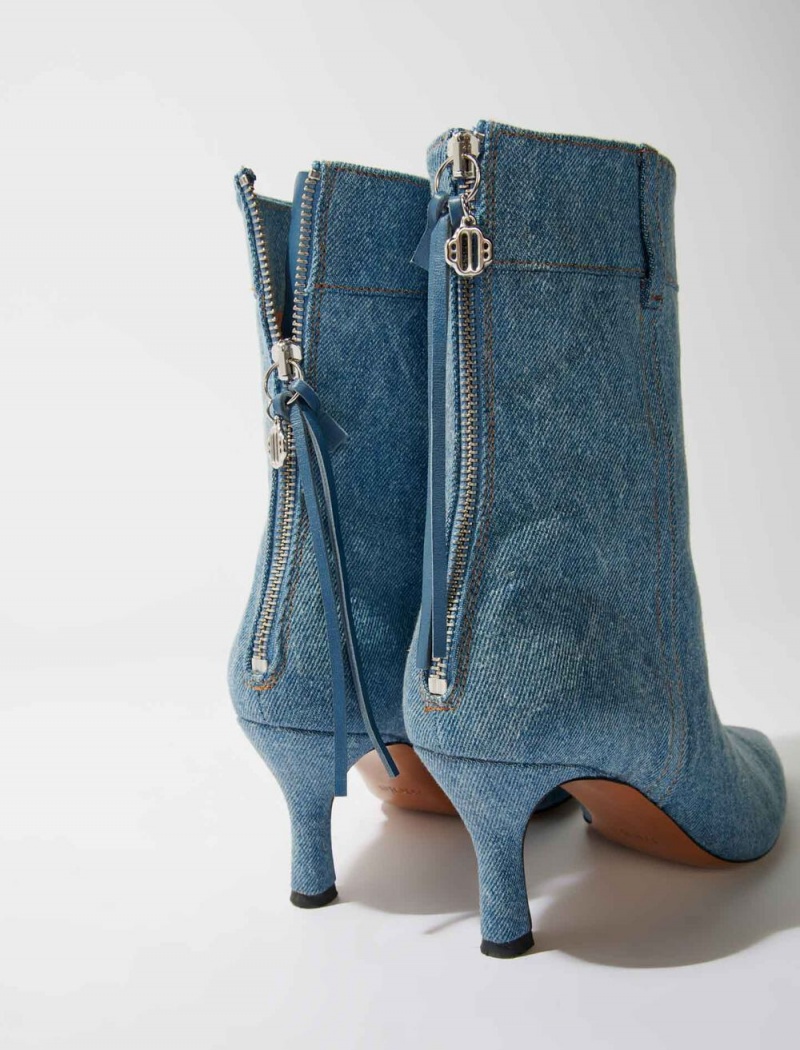 Maje Denim Boots With Pointed Špicí Blankyt | CZ_M78026