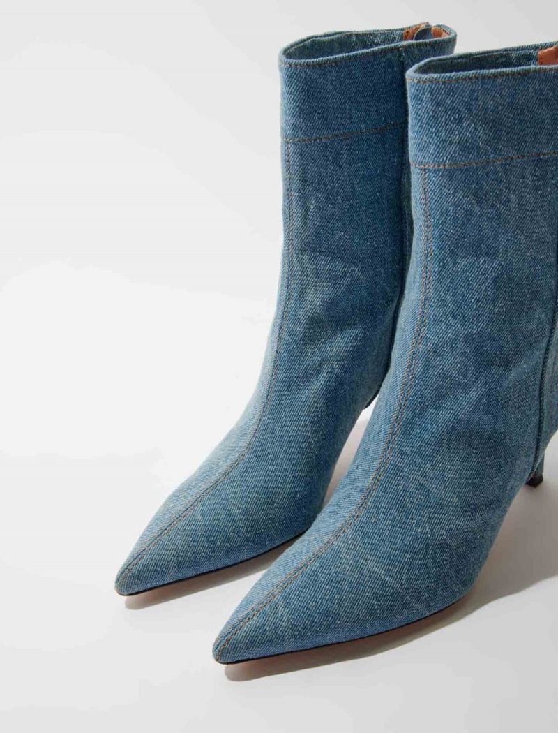 Maje Denim Boots With Pointed Špicí Blankyt | CZ_M78026