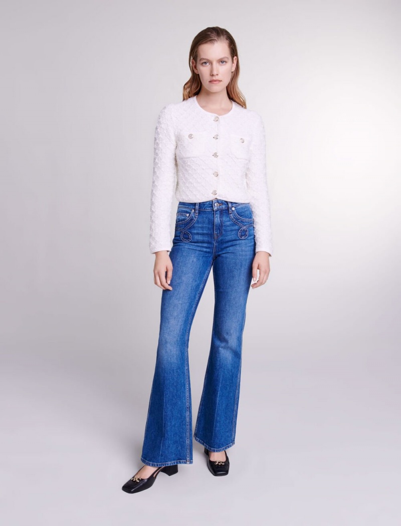 Maje Embroidered Flared Jeans Blankyt | CZ_M92875