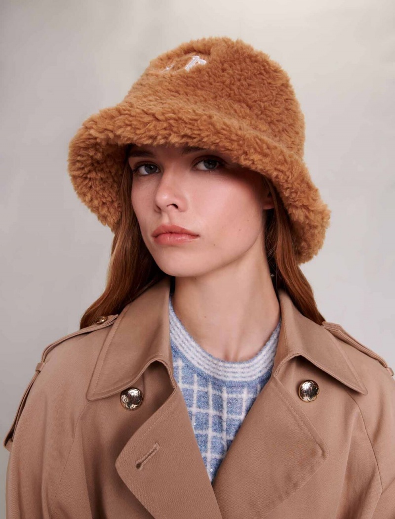 Maje Fake Fur Clover Bucket Camel | CZ_M38107