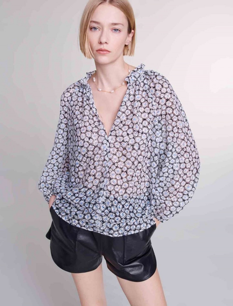 Maje Floral Blouse Blankyt | CZ_M21488