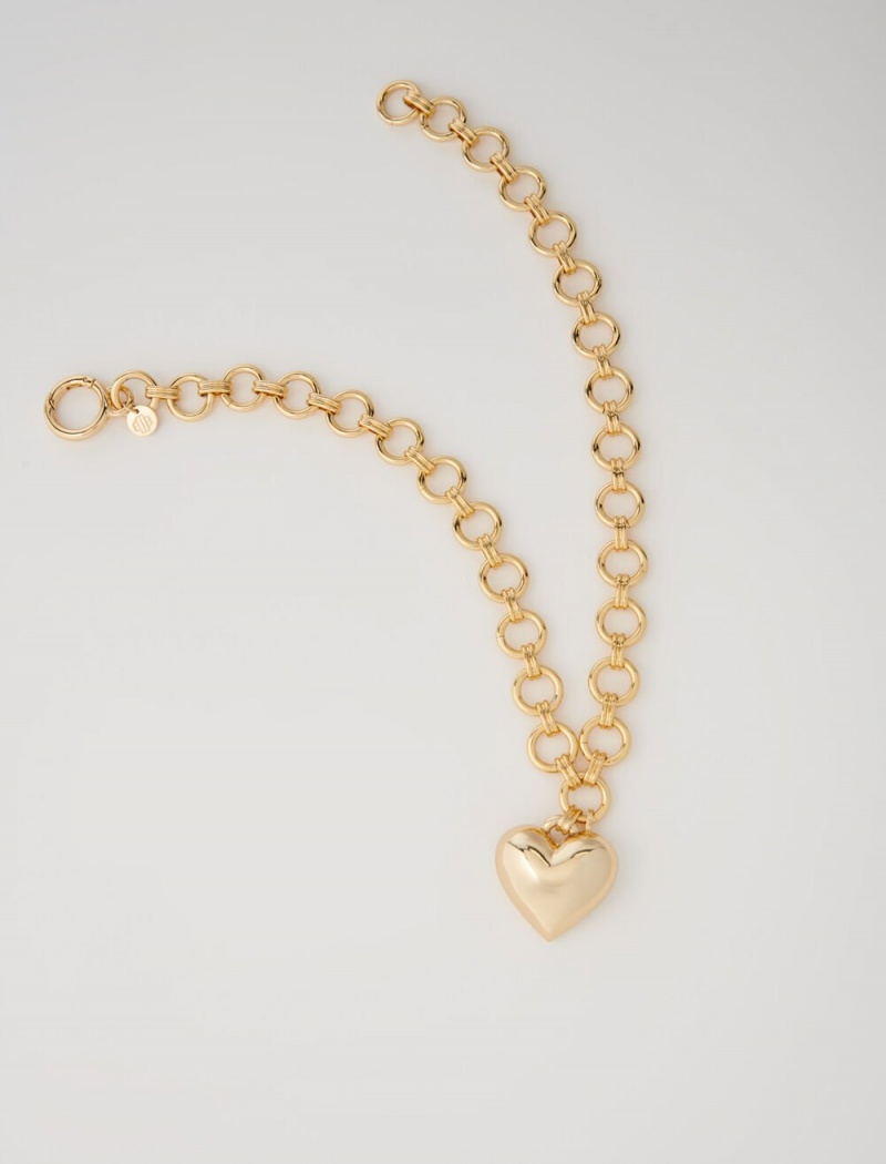 Maje Gold Heart Necklace Zlaté | CZ_M85256