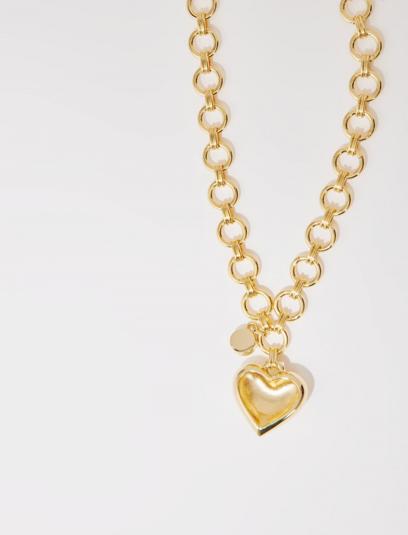 Maje Gold Heart Necklace Zlaté | CZ_M85256