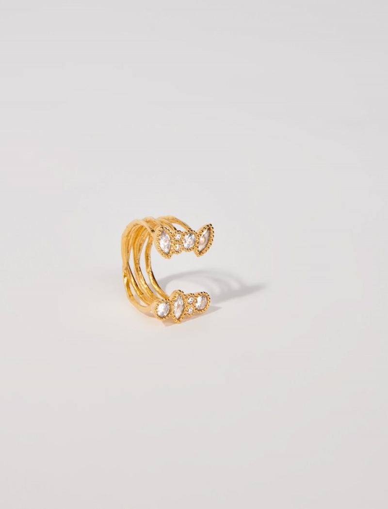 Maje Gold-plated Recycled Brass Ring Zlaté | CZ_M42775