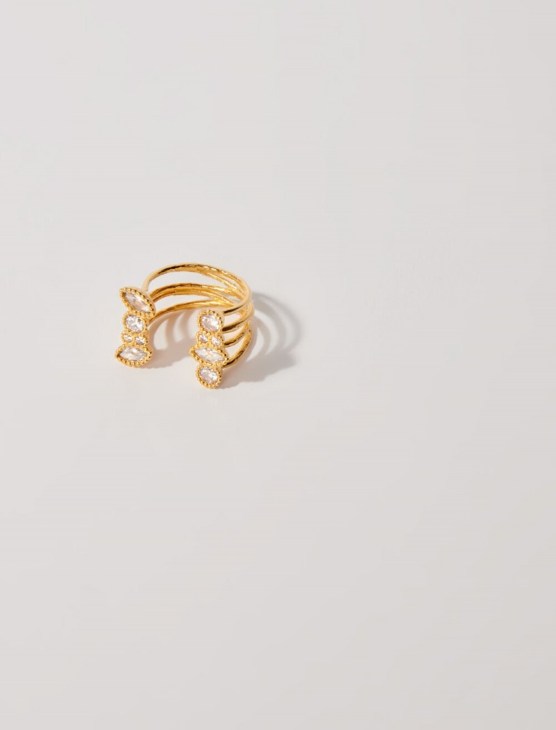 Maje Gold-plated Recycled Brass Ring Zlaté | CZ_M42775