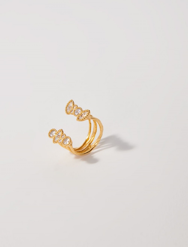 Maje Gold-plated Recycled Brass Ring Zlaté | CZ_M42775