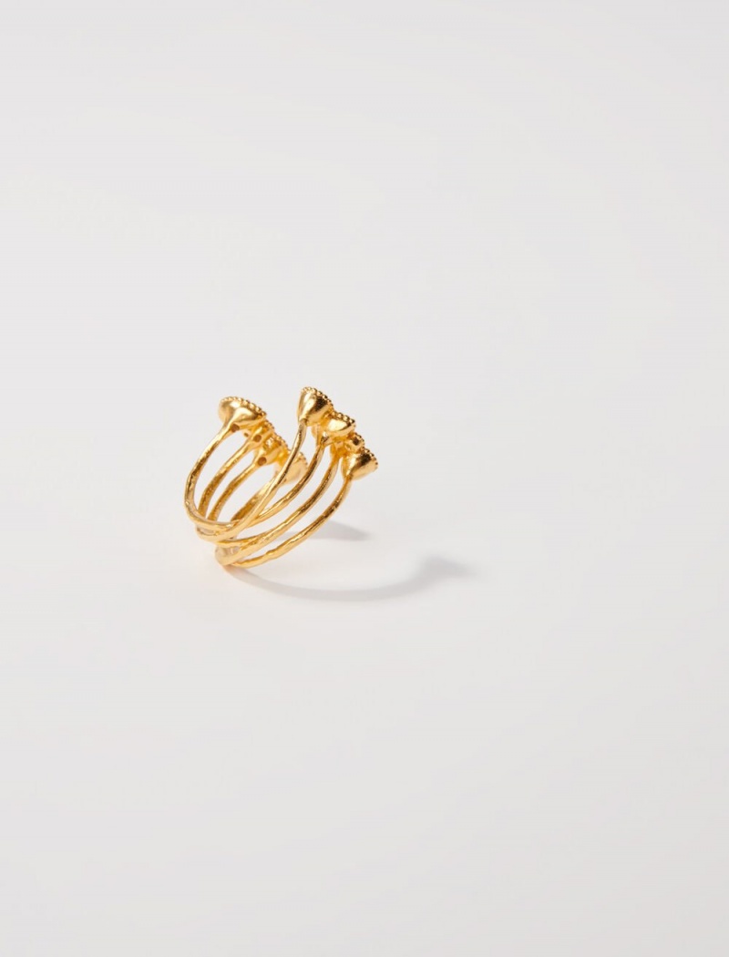 Maje Gold-plated Recycled Brass Ring Zlaté | CZ_M42775