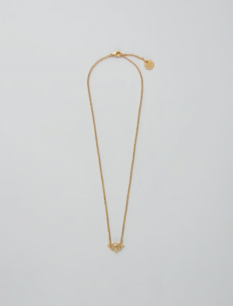 Maje Gold-tone Necklace With Rhinestones Zlaté | CZ_M83928