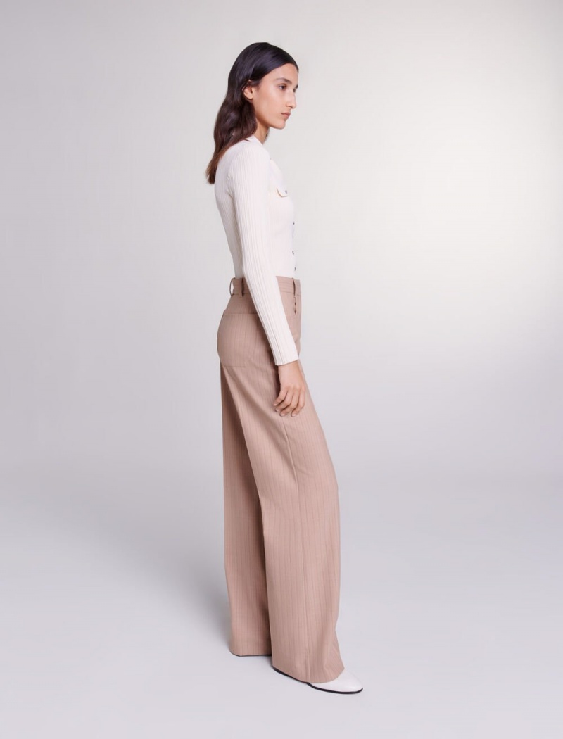 Maje High-waisted Trousers Béžový | CZ_M32056