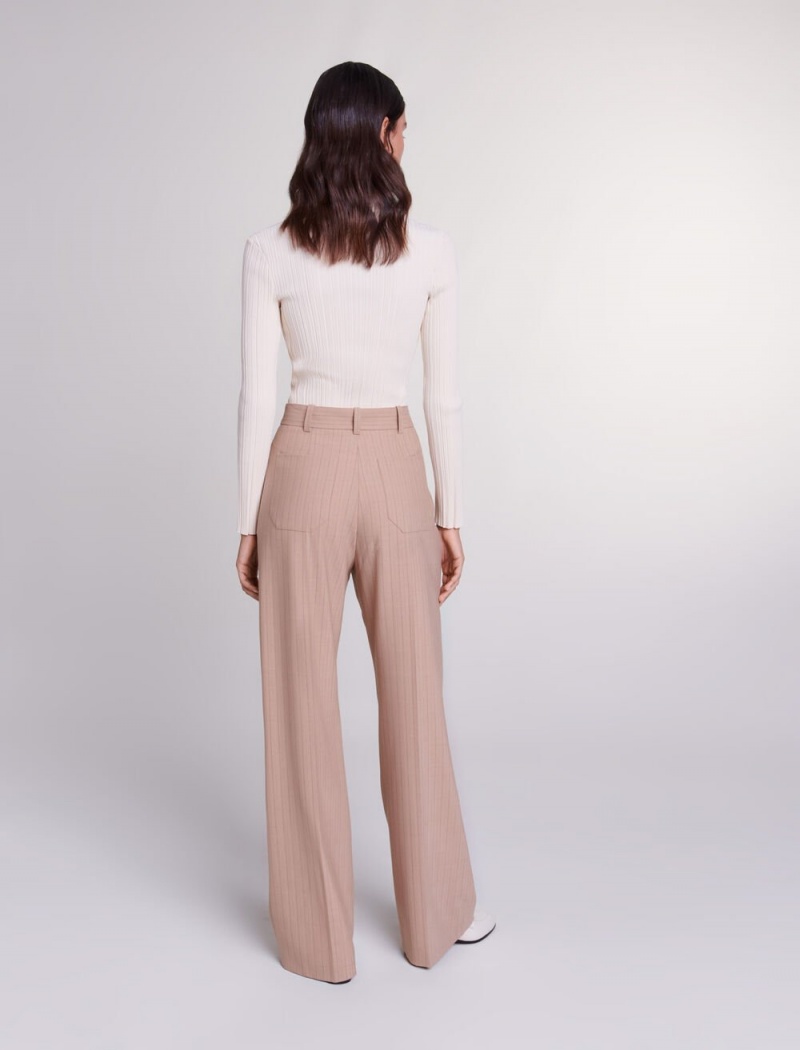 Maje High-waisted Trousers Béžový | CZ_M32056