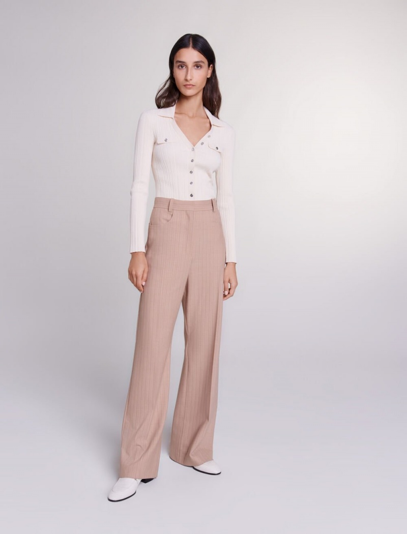 Maje High-waisted Trousers Béžový | CZ_M32056