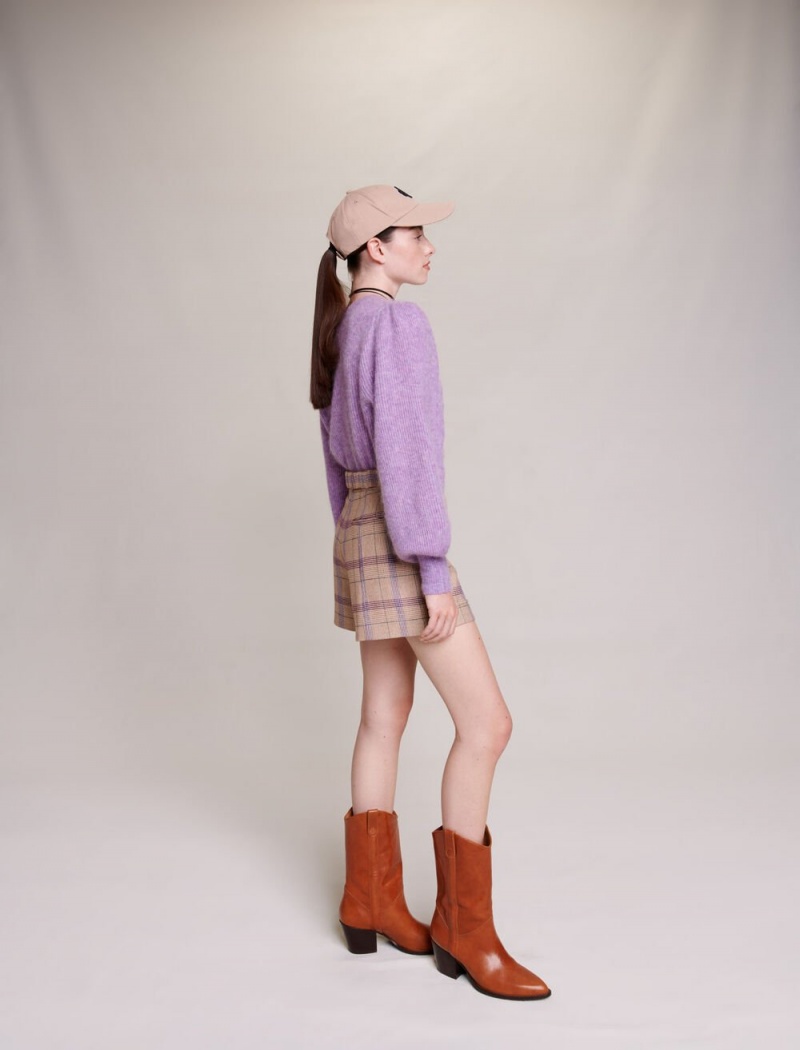 Maje Knit Jumper Fialové | CZ_M49320