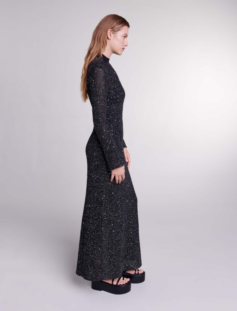 Maje Knit Maxi Černé | CZ_M23319