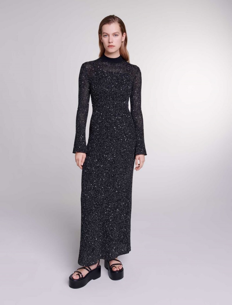 Maje Knit Maxi Černé | CZ_M23319