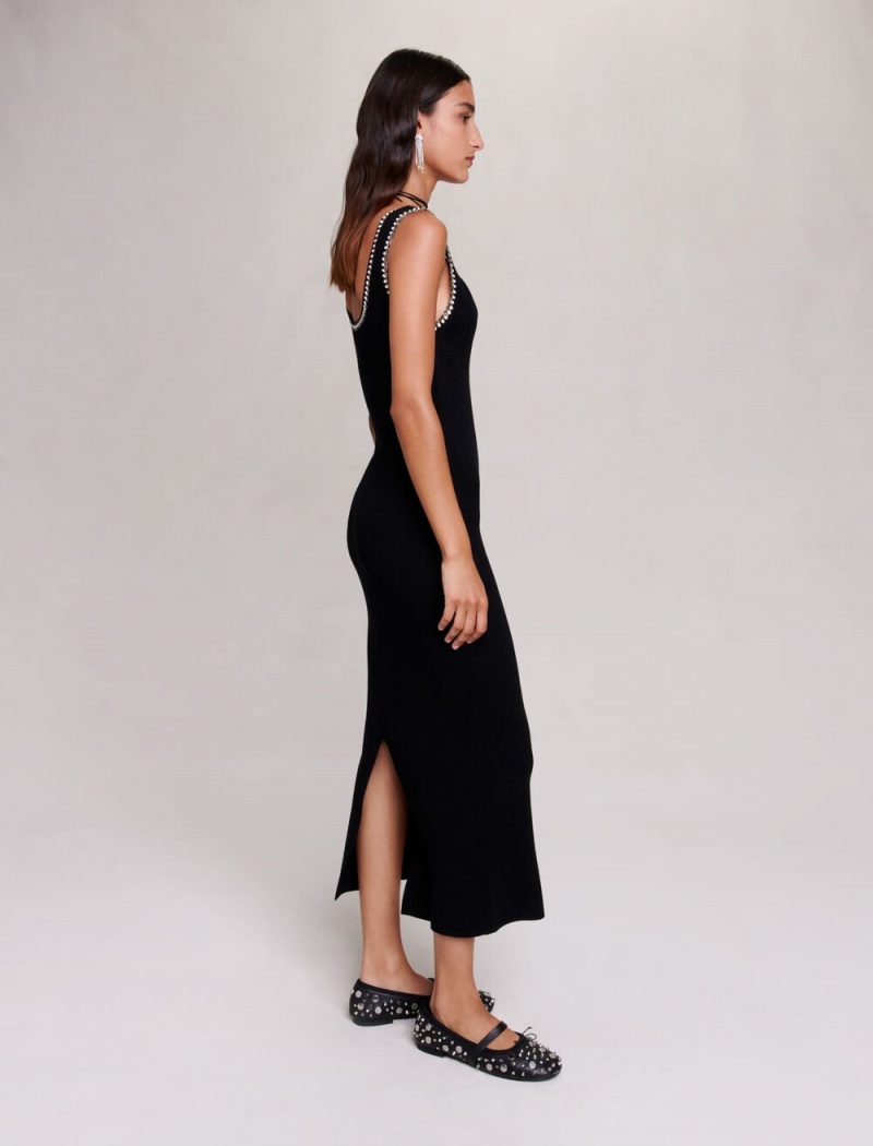 Maje Knit Maxi Černé | CZ_M95507