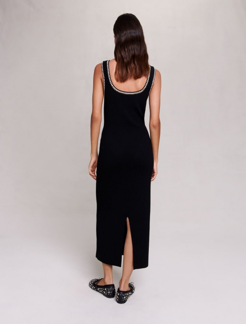 Maje Knit Maxi Černé | CZ_M95507