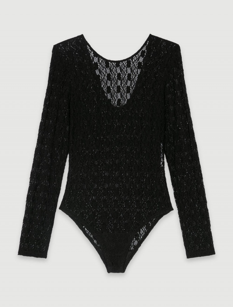 Maje Krajkové Bodysuit Černé | CZ_M72247