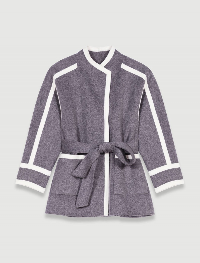 Maje Krátké Two-tone Coat Šedé | CZ_M98815