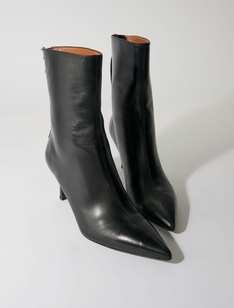 Maje Læder Ankle Boots Černé | CZ_M91408