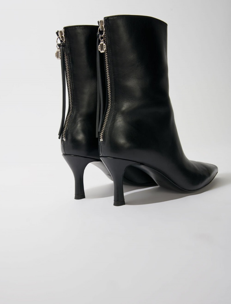 Maje Læder Ankle Boots Černé | CZ_M91408