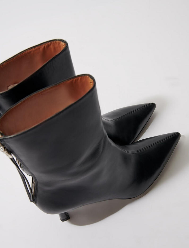 Maje Læder Ankle Boots Černé | CZ_M91408