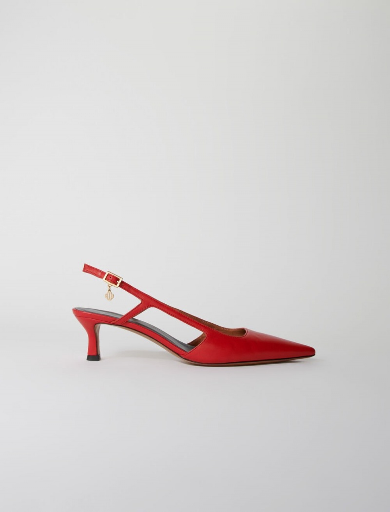 Maje Læder Court Shoes Červené | CZ_M91904