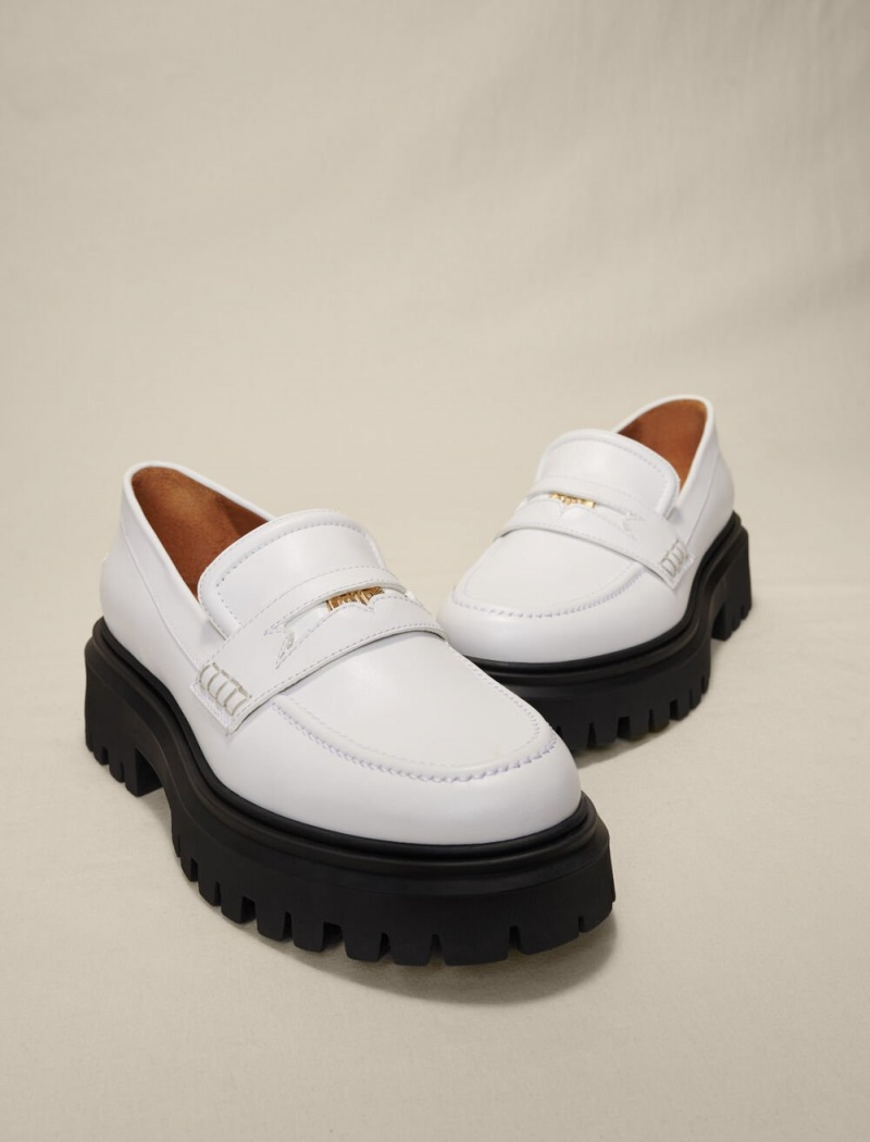 Maje Læder Platformy Loafers Bílé | CZ_M96153