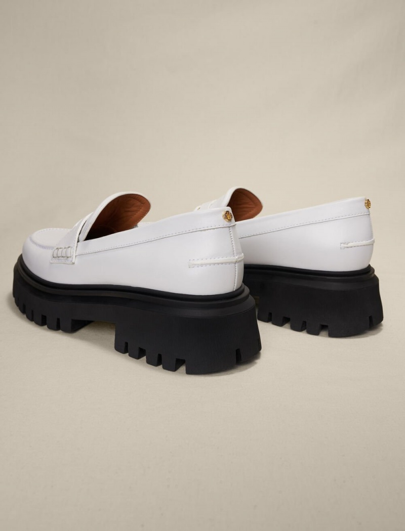 Maje Læder Platformy Loafers Bílé | CZ_M96153