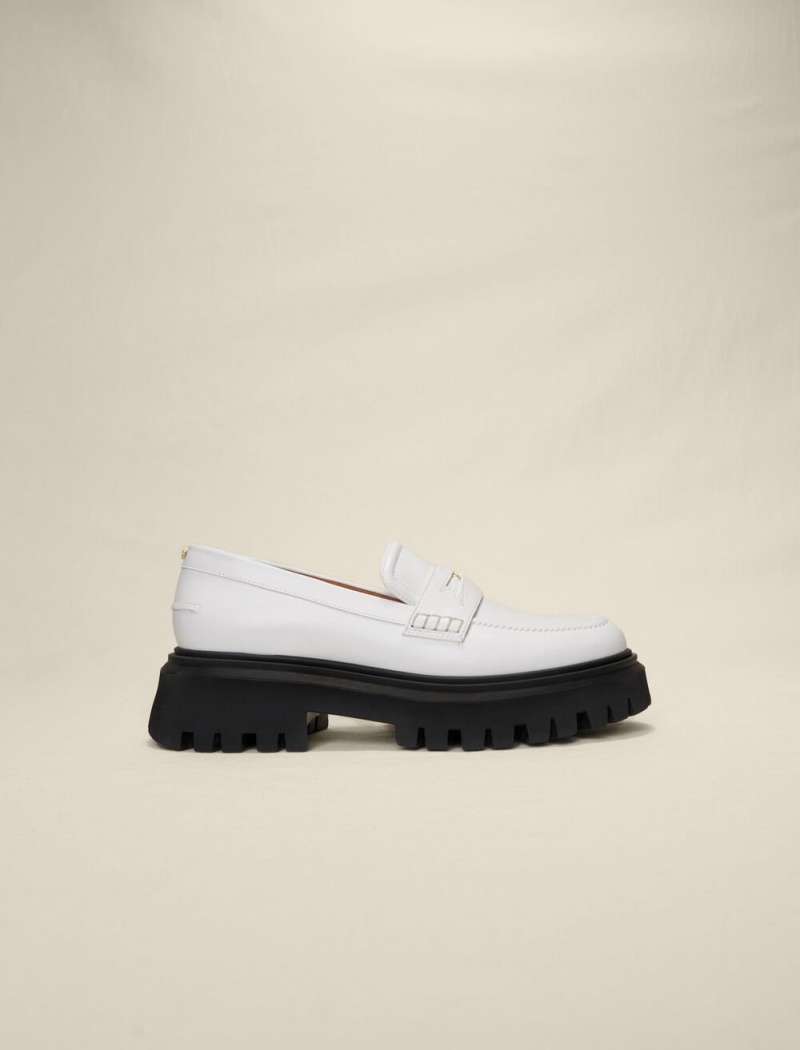 Maje Læder Platformy Loafers Bílé | CZ_M96153